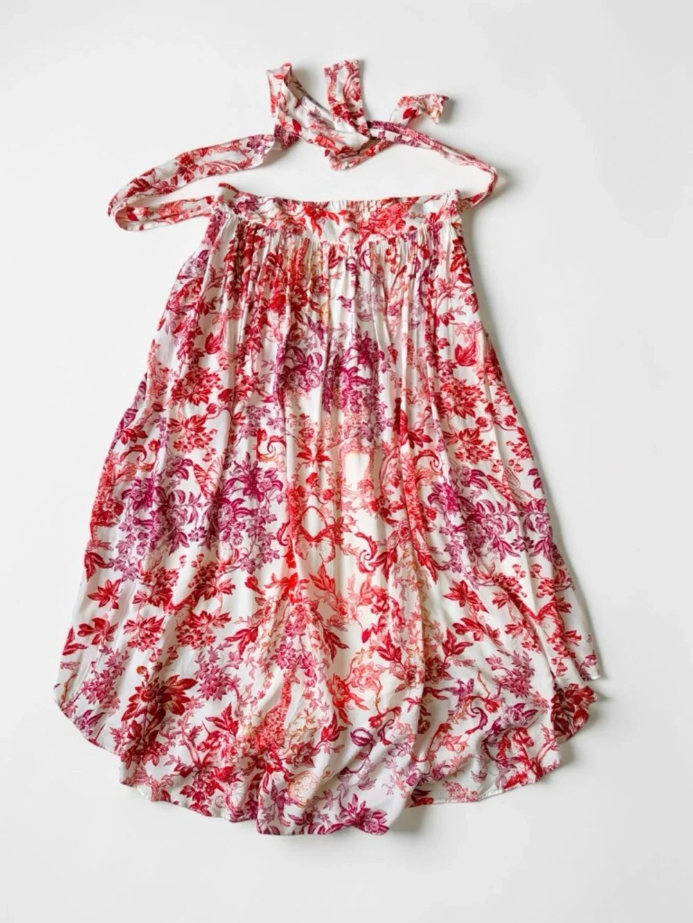 Maeve by Anthropologie Red and Rose Whimsical Print Midi Skirt Dipped Hem S - Picture 9 of 13